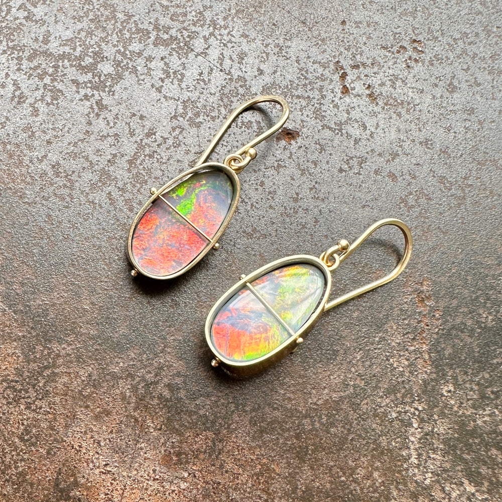 Captured Rainbow Boulder Opal Drops