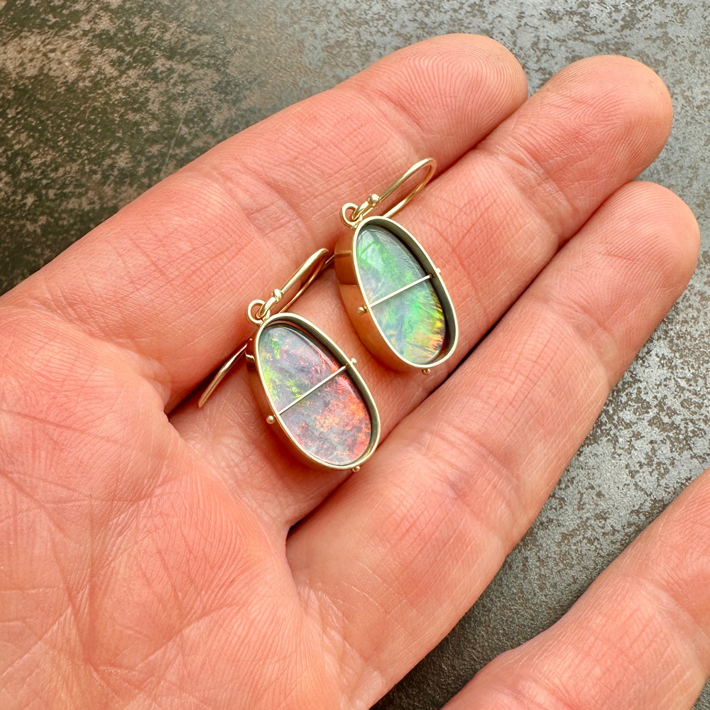 Captured Rainbow Boulder Opal Drops