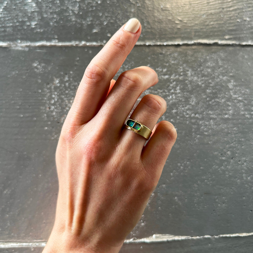 Captured Rectangle Opal Ring