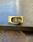 boulder opal ring, 18k gold ring, one of a kind ring, hilary finck jewelry, fine jewelry, handmade jewelry, captured collection, unique jewelry.