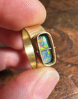 boulder opal ring, 18k gold ring, one of a kind ring, hilary finck jewelry, fine jewelry, handmade jewelry, captured collection, unique jewelry.