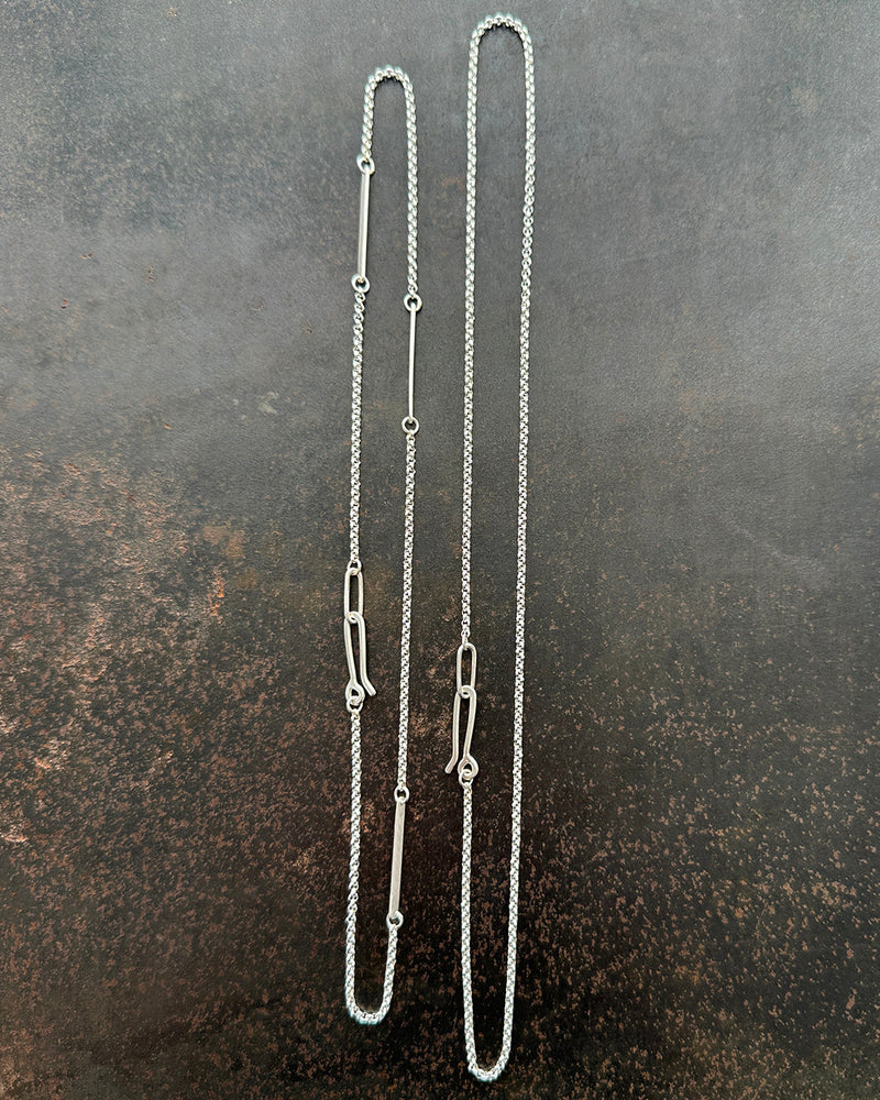 3-Way Silver Rolo Chain with Hammered Bar Links – hilaryfinck.com