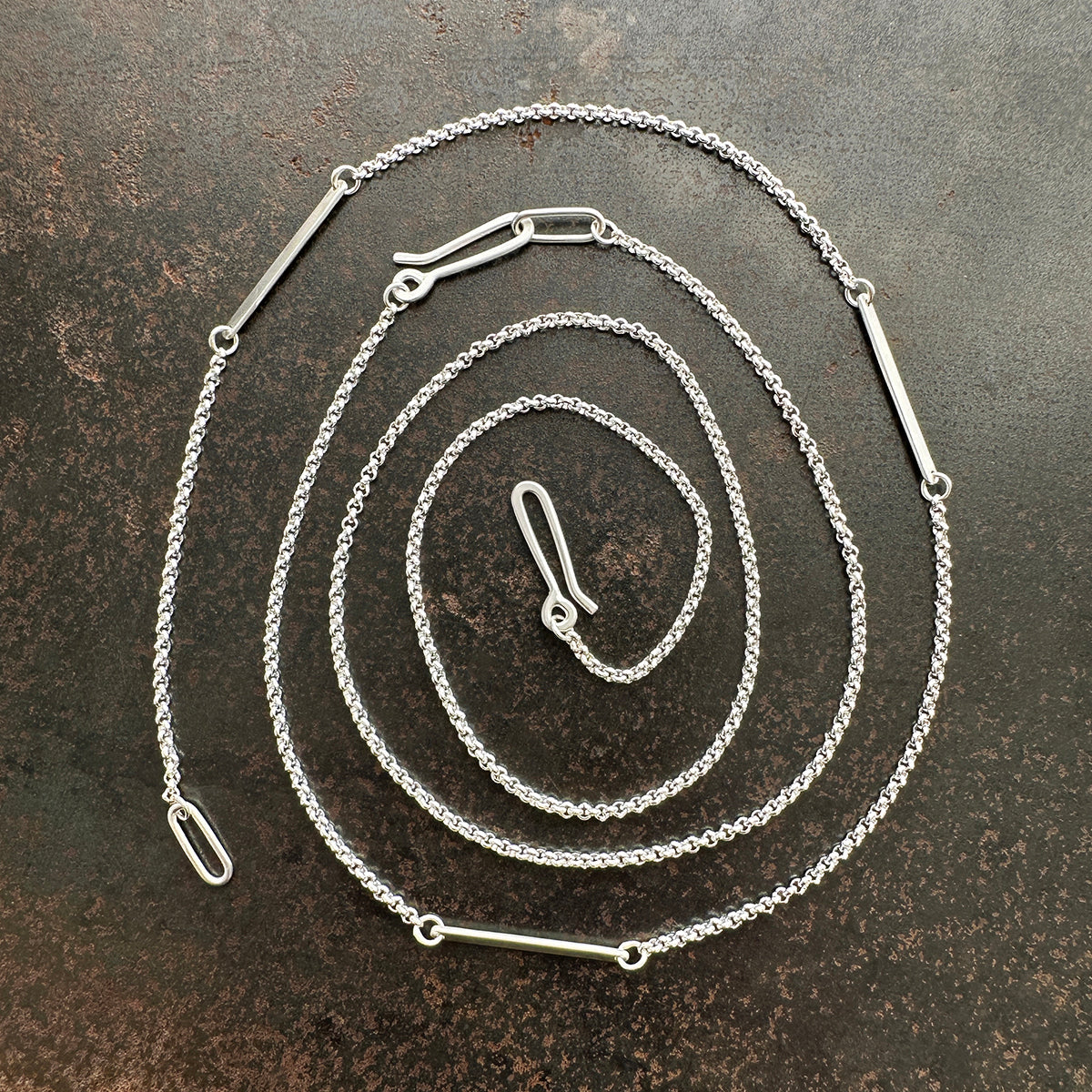 enhydro quartz 18k bimetal necklace with 3 way silver rolo chain