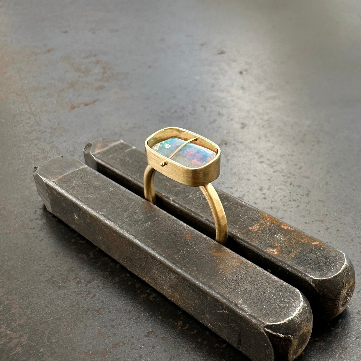 Captured Lightning Ridge Opal Ring