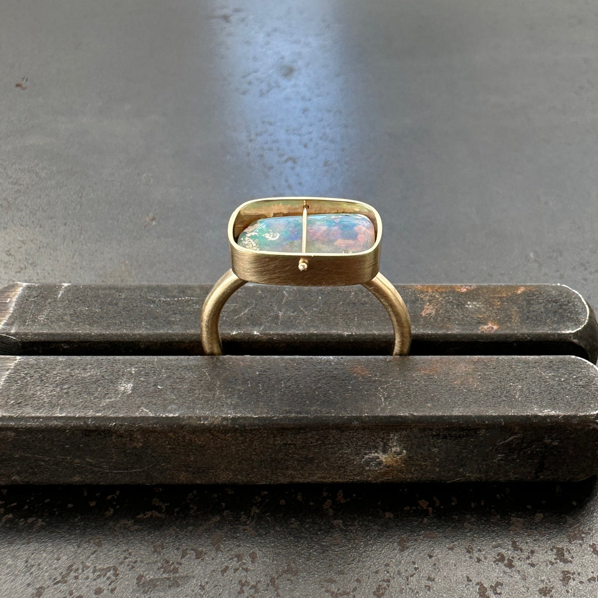 Captured Lightning Ridge Opal Ring