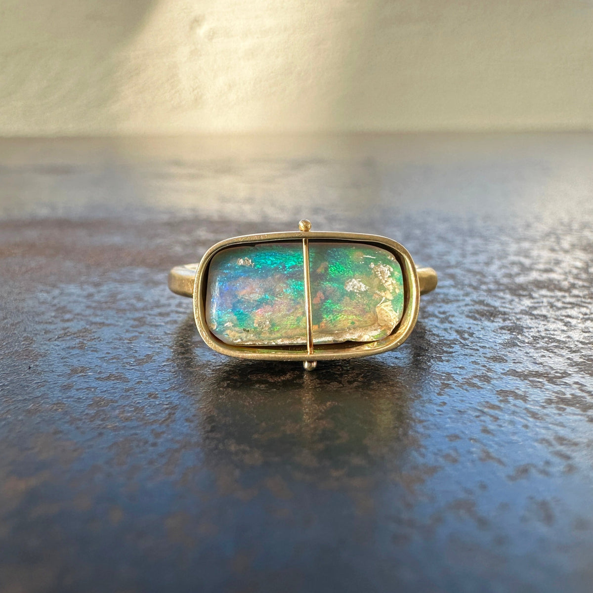 Captured Lightning Ridge Opal Ring