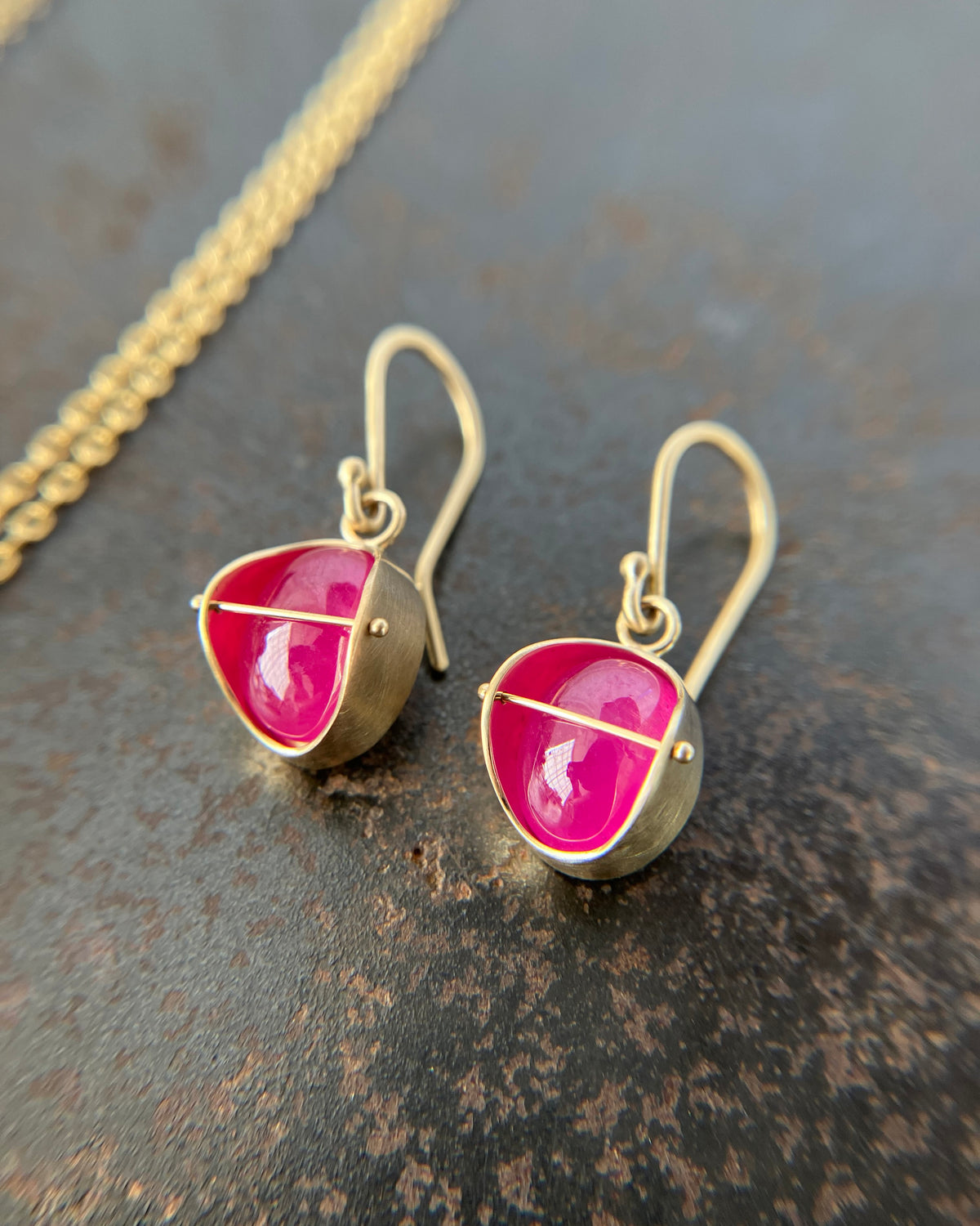Captured Ruby Drop Earrings