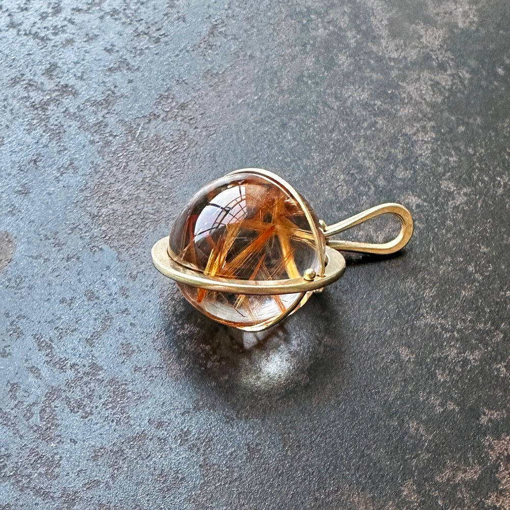 Captured Rutilated Quartz Orb Charm