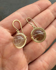 Captured Rutilated Quartz Orb Drop Earrings
