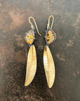 Captured Star Rutile Quartz Leaf Earrings