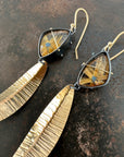 Captured Star Rutile Quartz Leaf Earrings