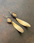 Captured Star Rutile Quartz Leaf Earrings