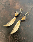 Captured Star Rutile Quartz Leaf Earrings