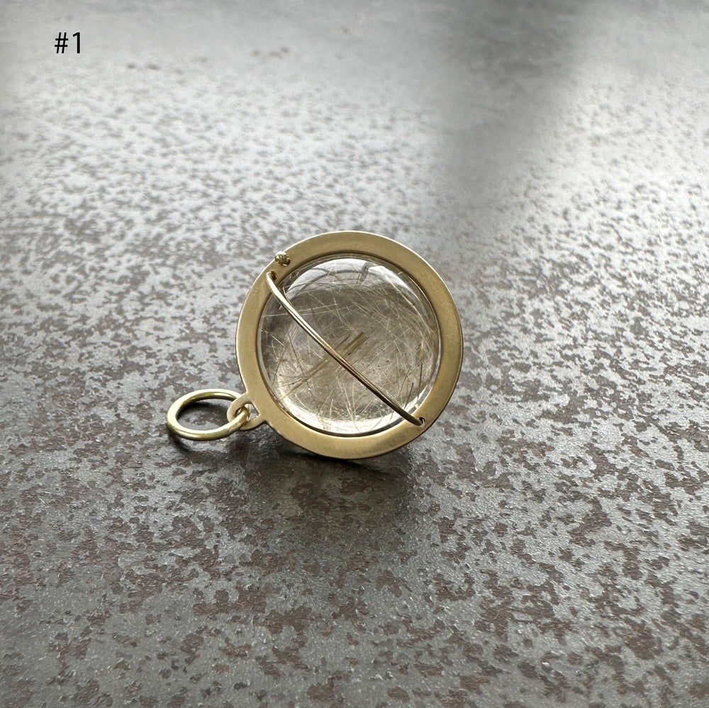Captured Rutilated Quartz Orb Charm