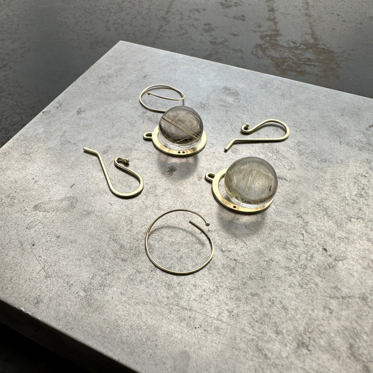 Captured Rutilated Quartz Orb Drop Earrings