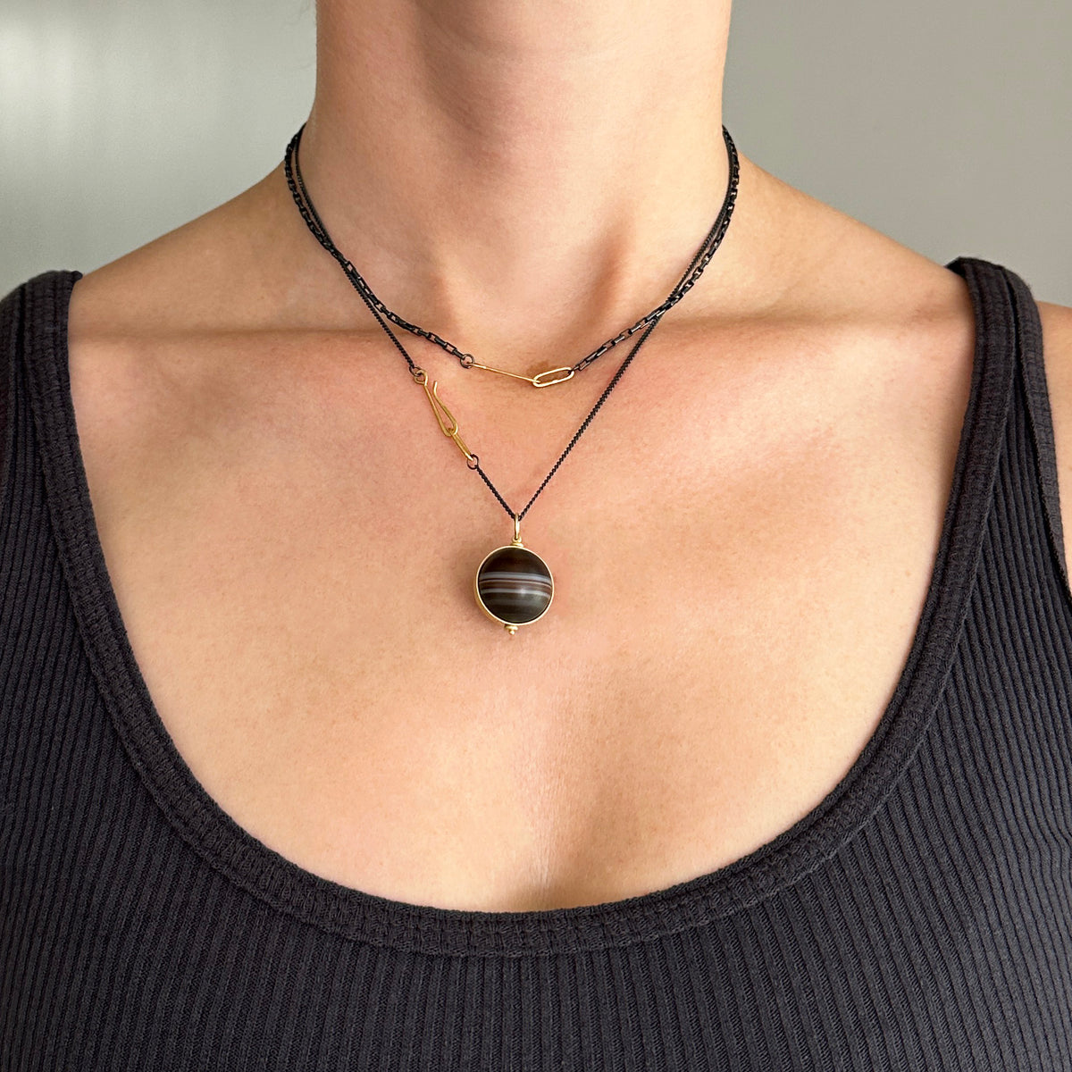 Saturn Agate Orb Pendant