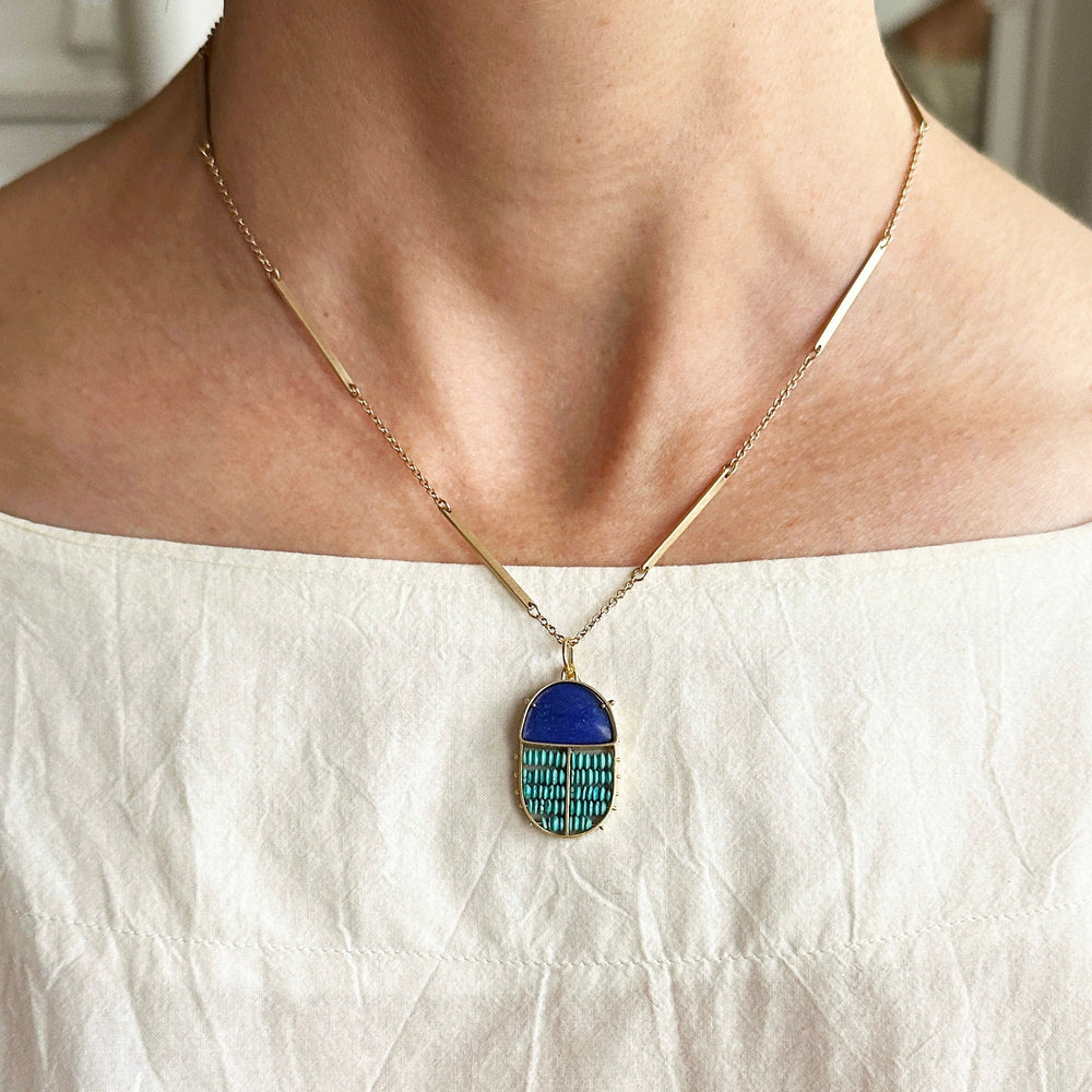 Lapis & Persian Turquoise Scarab Pendant