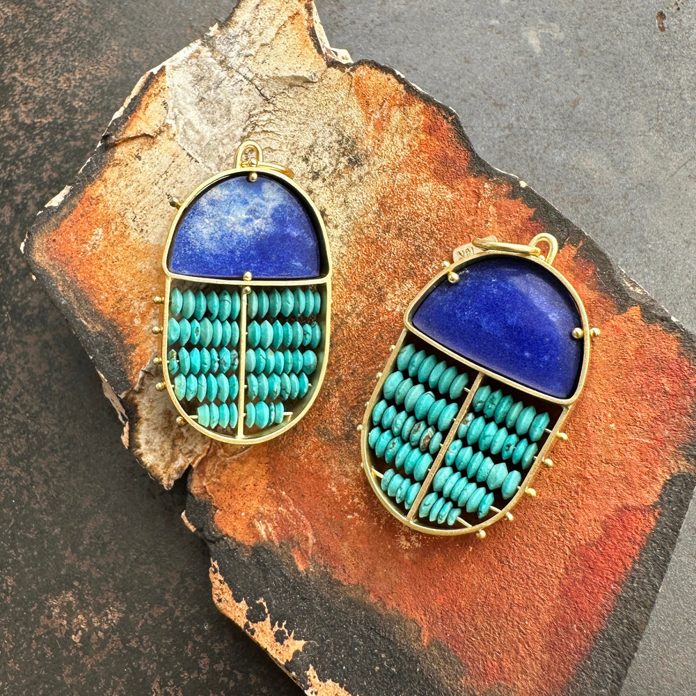 Lapis & Persian Turquoise Scarab Pendant