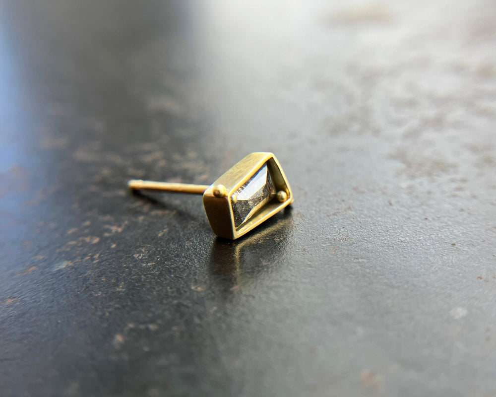 Rectangle Salt and Pepper Diamond Single Stud