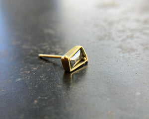 Rectangle Salt and Pepper Diamond Single Stud