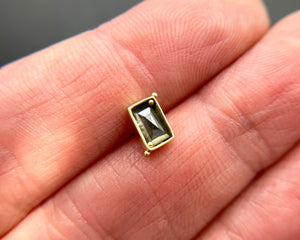 Rectangle Salt and Pepper Diamond Single Stud