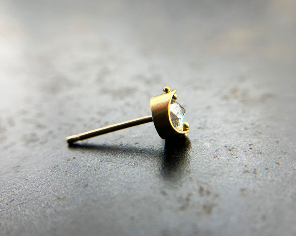 Oval Salt and Pepper Diamond Single Stud