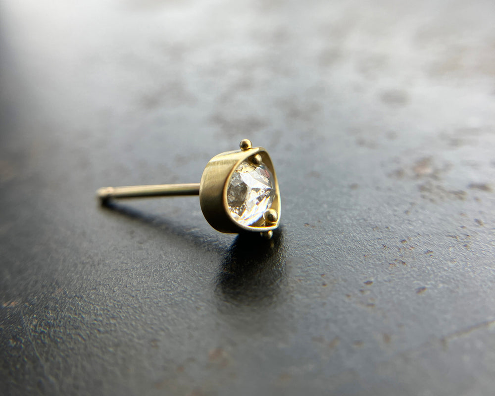 Oval Salt and Pepper Diamond Single Stud