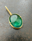teal green tourmaline oval pendant in 18k gold