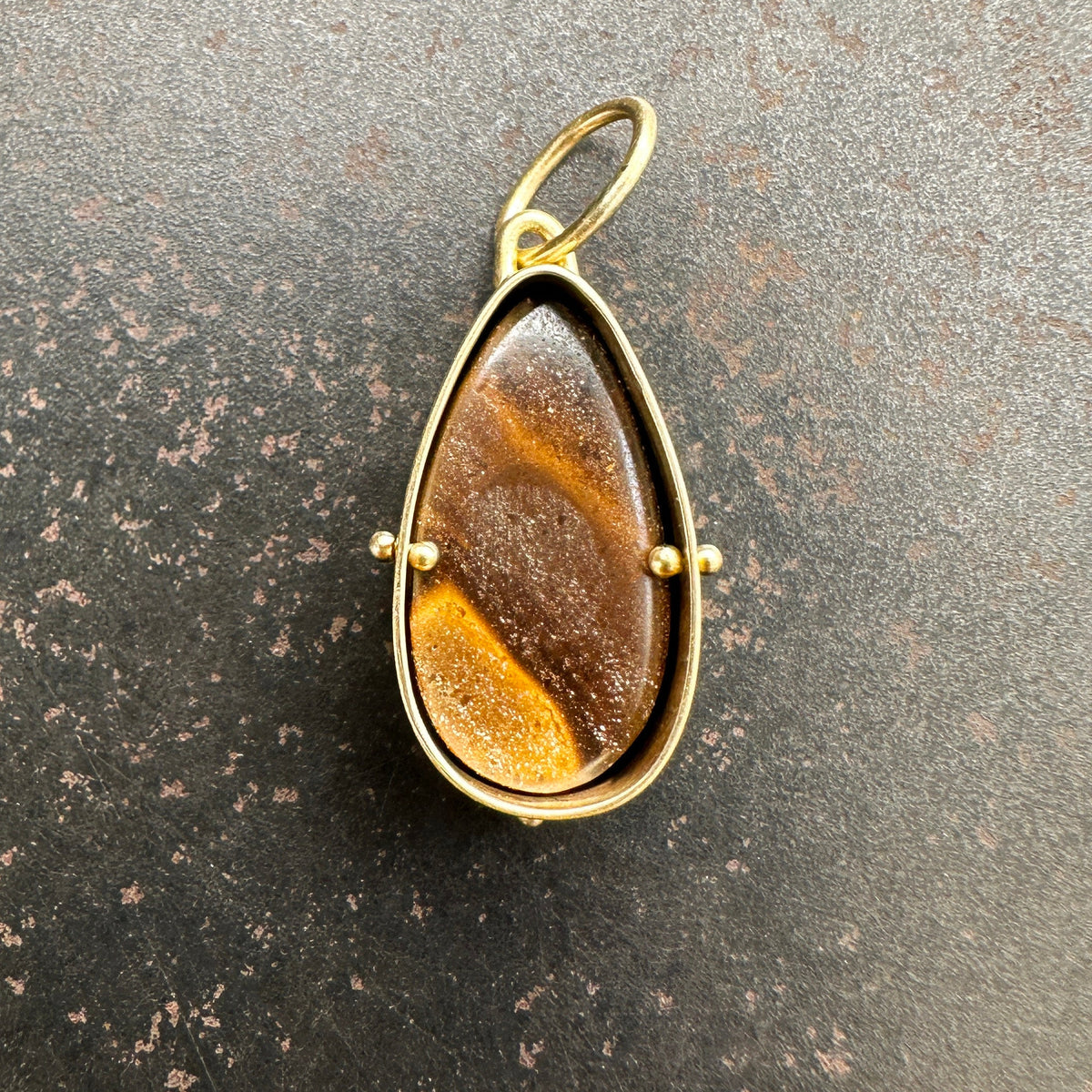 Teardrop Australian Boulder Opal Pendant Captured® in 18k Gold