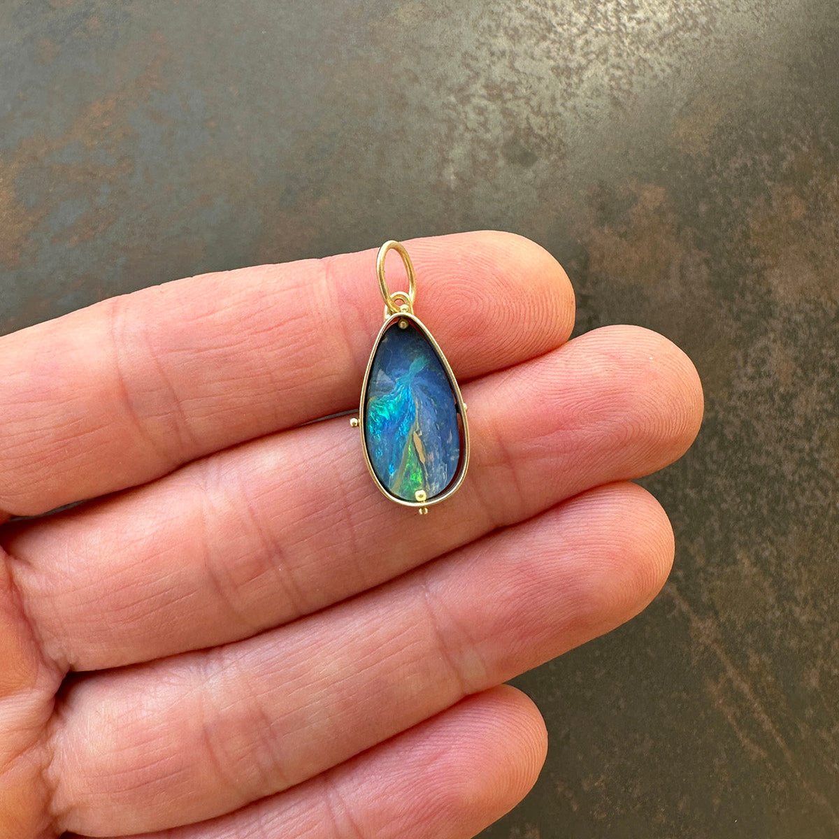 Teardrop Australian Boulder Opal Pendant | Captured® in 18k Gold