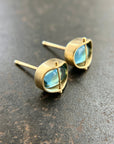 blue topaz stud earrings in 18k gold setting