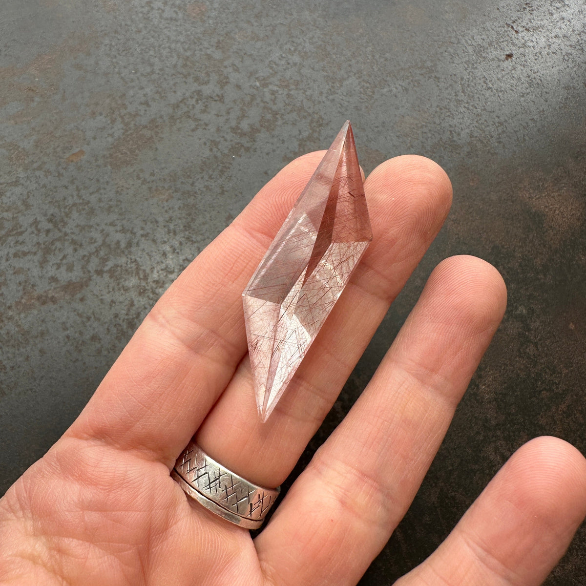Captured Trapezoidal Rutilated Quartz Necklace