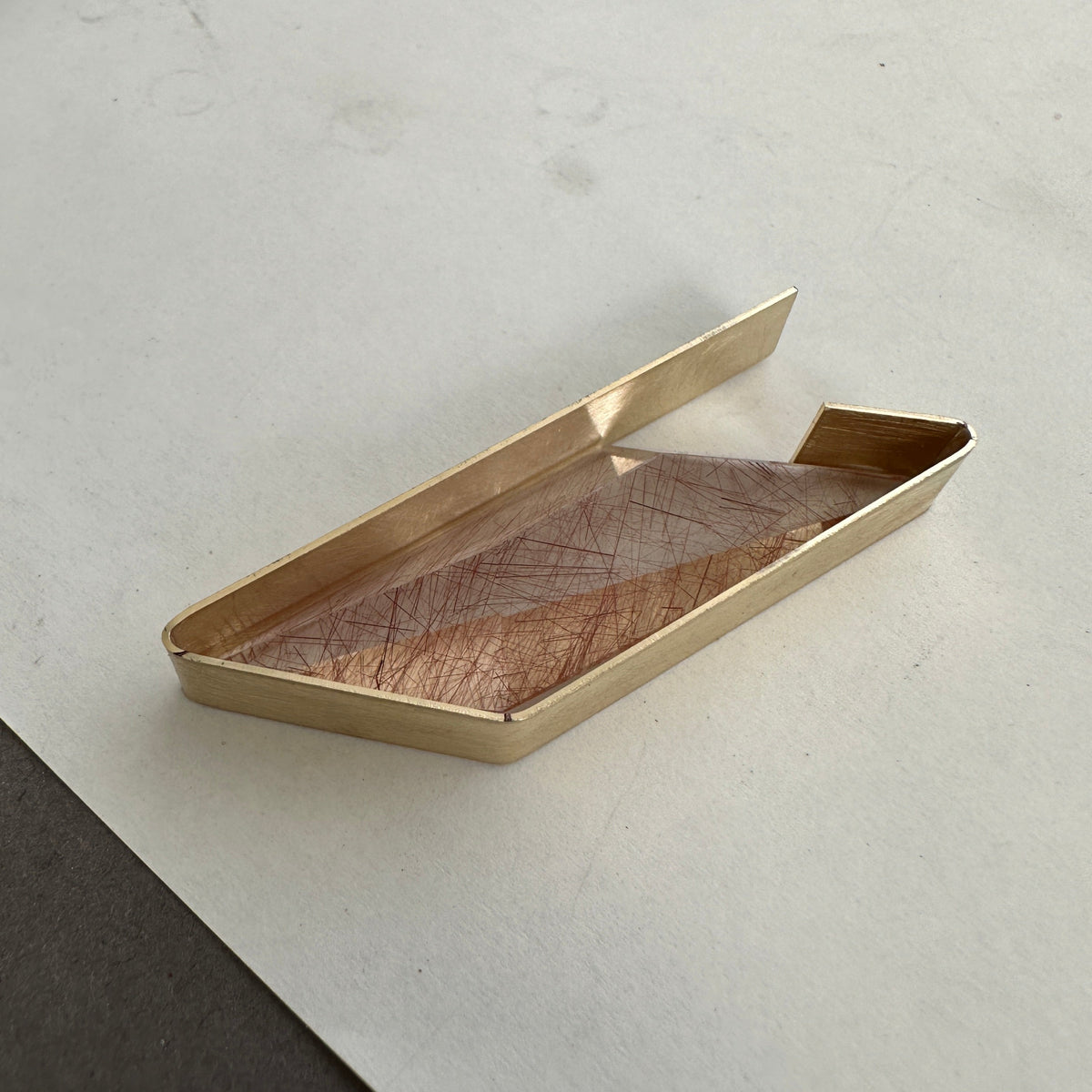 Captured Trapezoidal Rutilated Quartz Necklace
