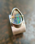 Captured Lines - Triangle Boulder Opal Ring