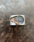 Captured Lines - Triangle Boulder Opal Ring