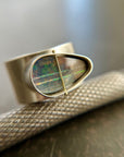 Captured Lines - Triangle Boulder Opal Ring