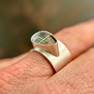 
                
                    Load image into Gallery viewer, Captured Lines - Triangle Boulder Opal Ring
                
            