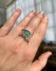 Captured Lines - Triangle Boulder Opal Ring