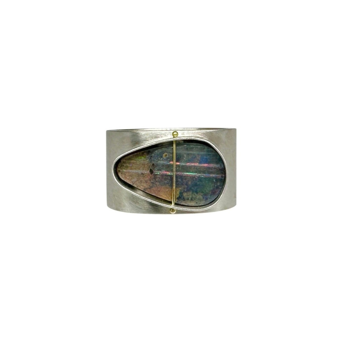 Captured Lines - Triangle Boulder Opal Ring