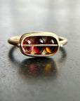 tourmaline ring, 14k gold ring, gold ring, three tourmaline stones set together