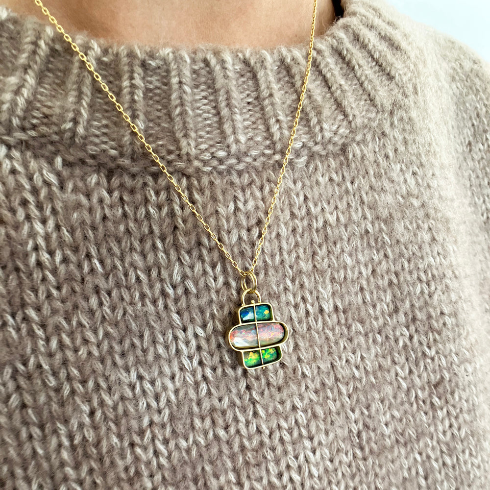 Captured Triple Boulder Opal Necklace