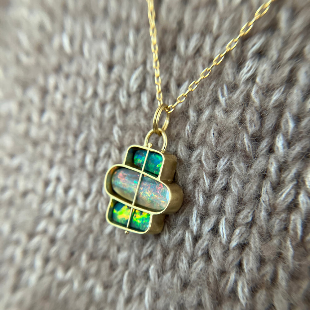 Captured Triple Boulder Opal Necklace