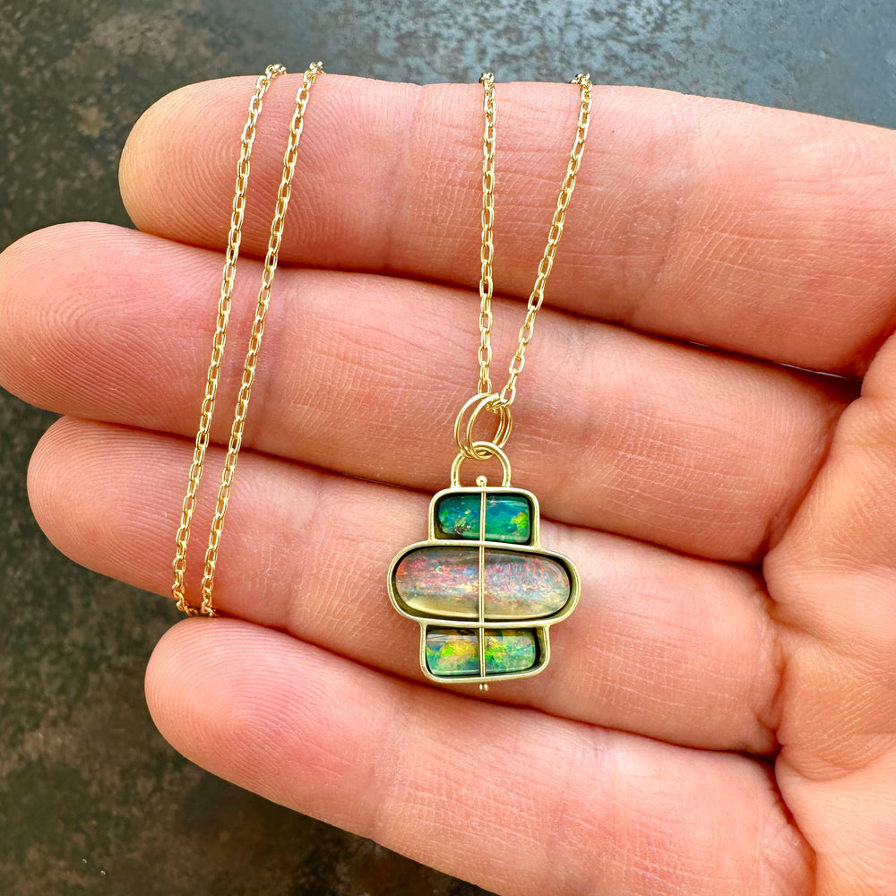 Captured Triple Boulder Opal Necklace