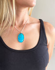 Persian Turquoise Pendant with 3-Way Silver Curb Chain