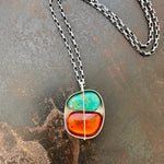 Captured Baltic Amber and Royston Turquoise Necklace