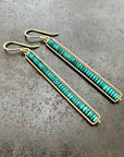 turquoise bead stick earrings in 14k gold