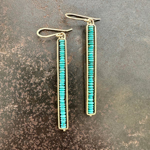 turquoise bead stick earrings in 14k gold