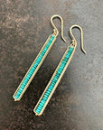 turquoise bead stick earrings in 14k gold