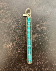 persian turquoise beads strung in a 14k gold frame, turquoise pendant, gold pendant