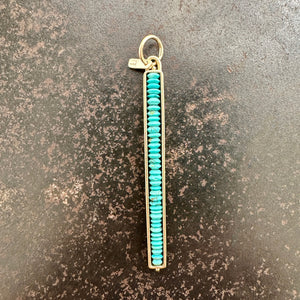 persian turquoise beads strung in a 14k gold frame, turquoise pendant, gold pendant